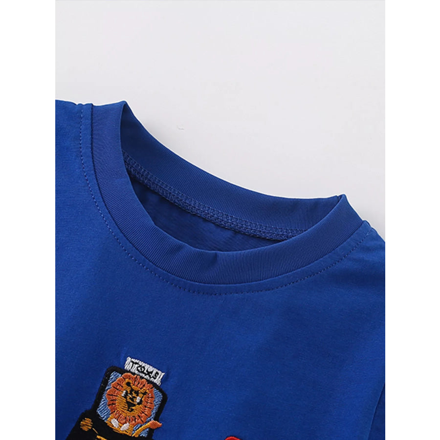 Children’s Embroidered Round Neck T-Shirt Apparel and Accessories