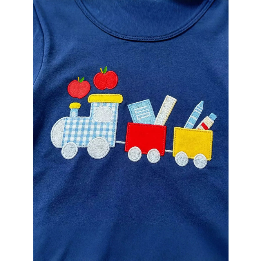 Children’s Embroidered Round Neck Tee and Shorts Set Apparel and Accessories