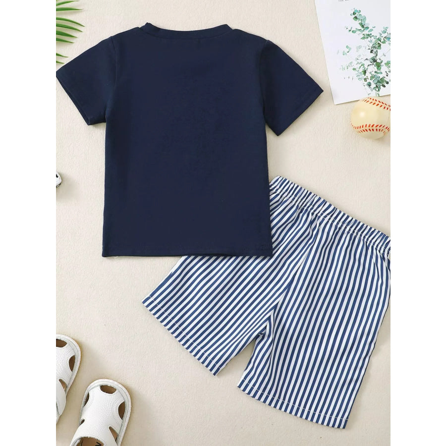 Children’s Embroidered Round Neck Tee and Shorts Set Apparel and Accessories