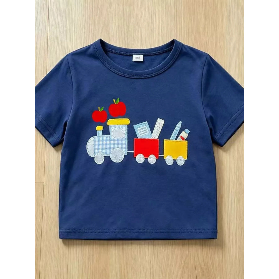 Children’s Embroidered Round Neck Tee and Shorts Set Apparel and Accessories