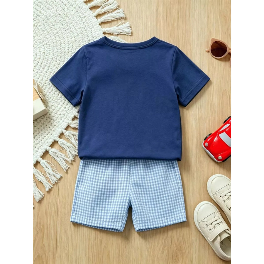 Children’s Embroidered Round Neck Tee and Shorts Set Apparel and Accessories