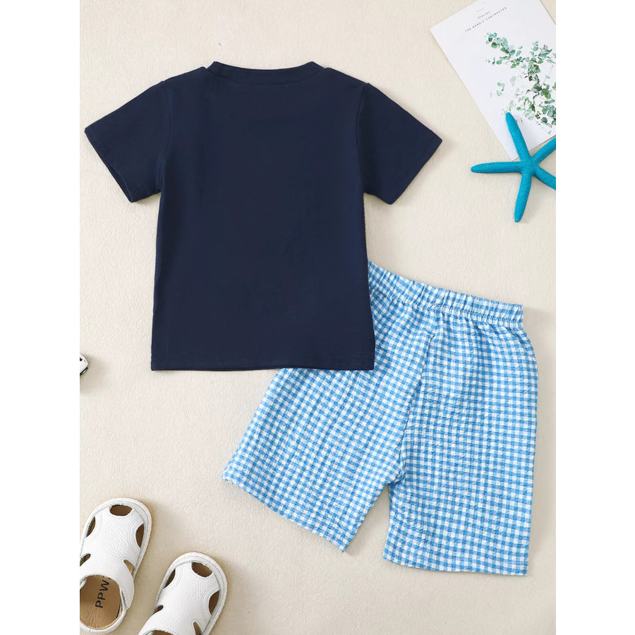 Children’s Embroidered Round Neck Tee and Shorts Set Apparel and Accessories