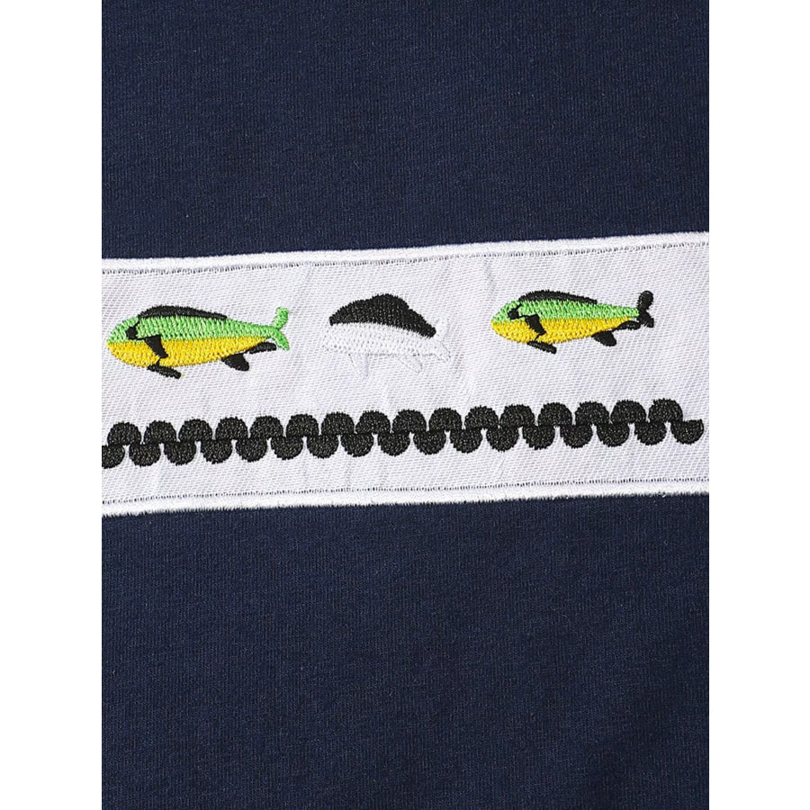 Children’s Embroidered Round Neck Tee and Shorts Set Apparel and Accessories