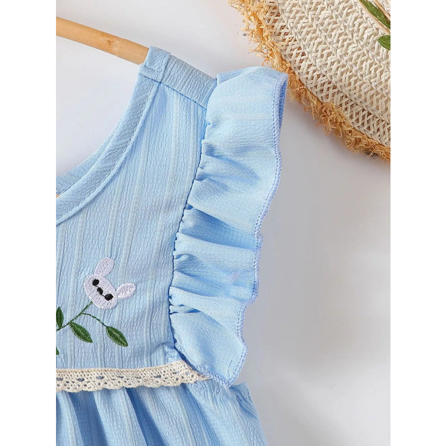 Children’s Embroidered Ruffled Hem Dress Apparel and Accessories