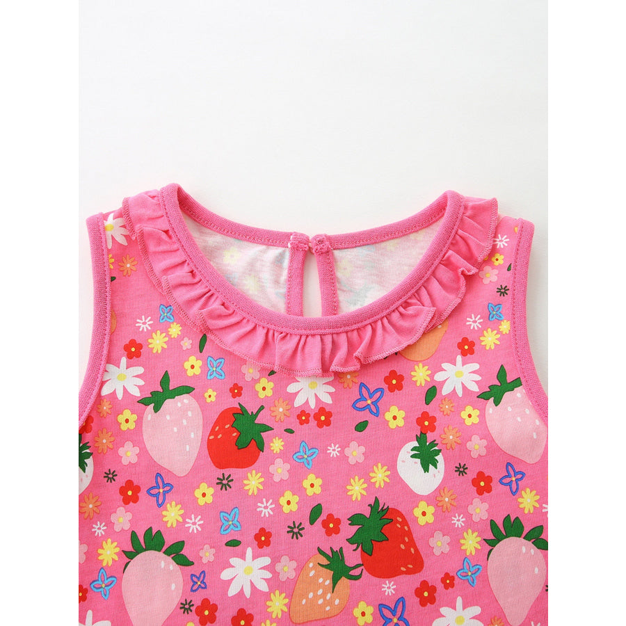 Children’s Embroidered Strawberry Print Sleeveless Dress Apparel and Accessories