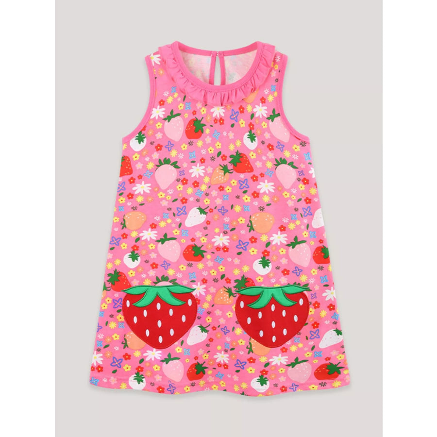 Children’s Embroidered Strawberry Print Sleeveless Dress Apparel and Accessories