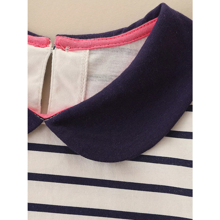 Children’s Embroidered Striped Long Sleeve Dress Apparel and Accessories