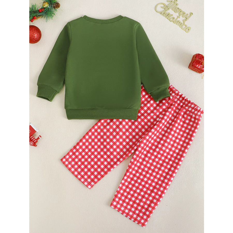 Children’s Embroidered Sweatshirt and Gingham Pants Set Apparel and Accessories