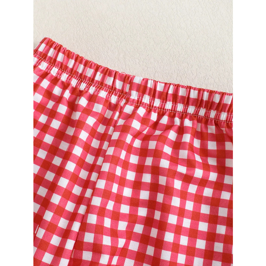 Children’s Embroidered Sweatshirt and Gingham Pants Set Apparel and Accessories