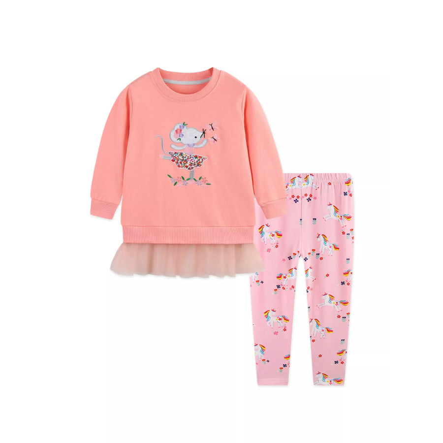 Children’s Embroidered Sweatshirt and Leggings Set Apparel Accessories