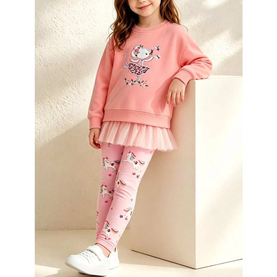 Children’s Embroidered Sweatshirt and Leggings Set Pale Blush / 2Y Apparel Accessories