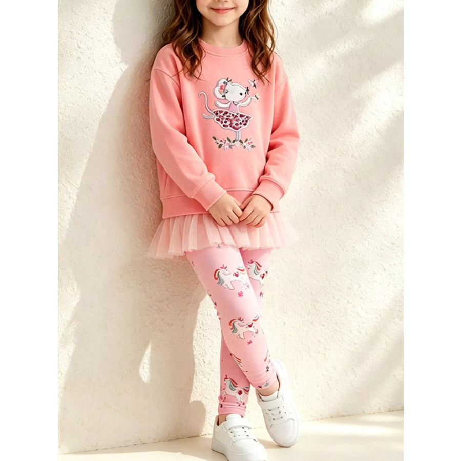 Children’s Embroidered Sweatshirt and Leggings Set Apparel Accessories