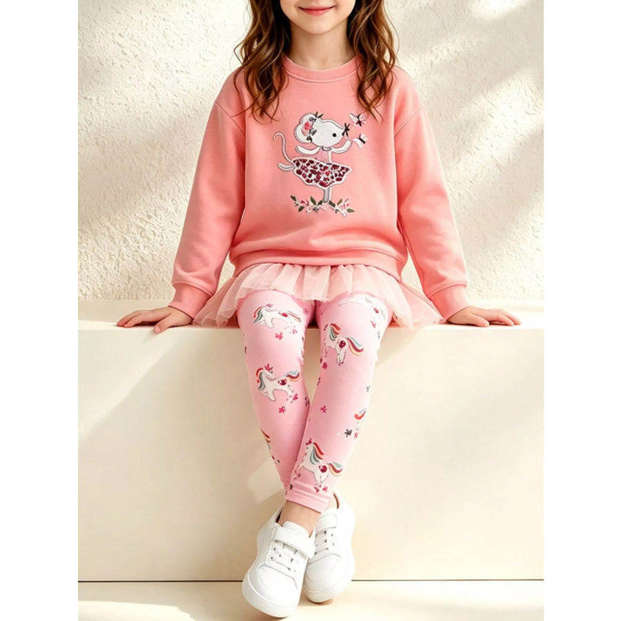 Children’s Embroidered Sweatshirt and Leggings Set Pale Blush / 2Y Apparel Accessories
