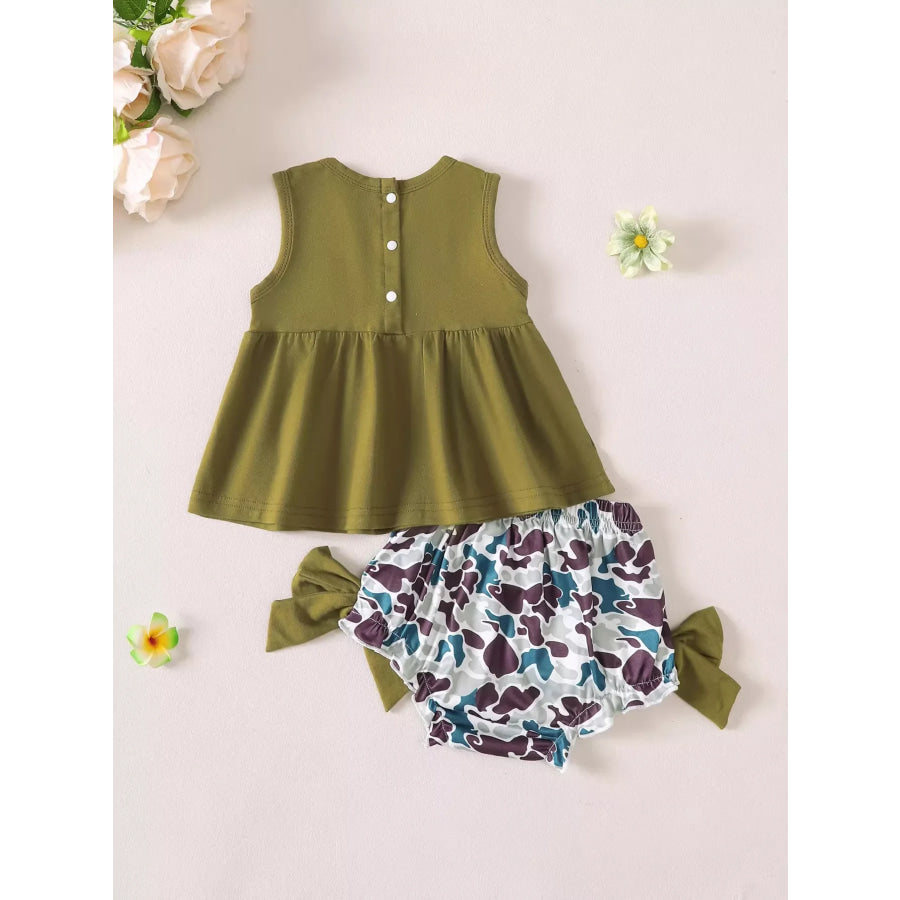 Children’s Embroidered Top and Camo Bottom Set Apparel and Accessories