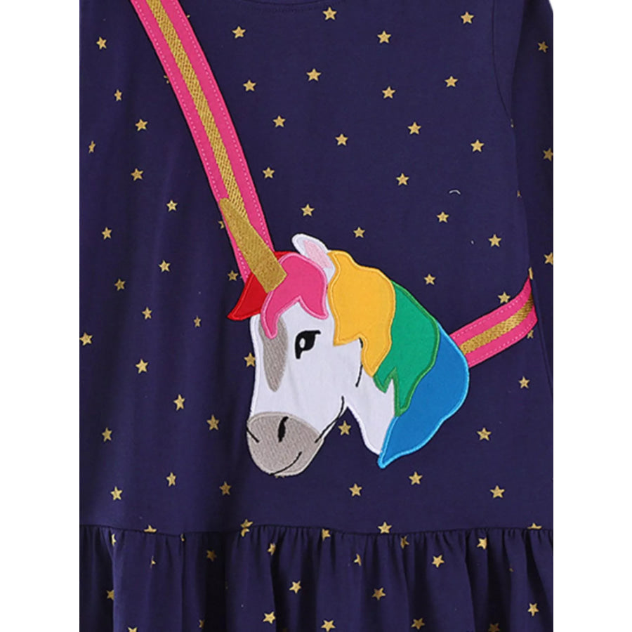 Children’s Embroidered Unicorn Long Sleeve Dress Apparel and Accessories