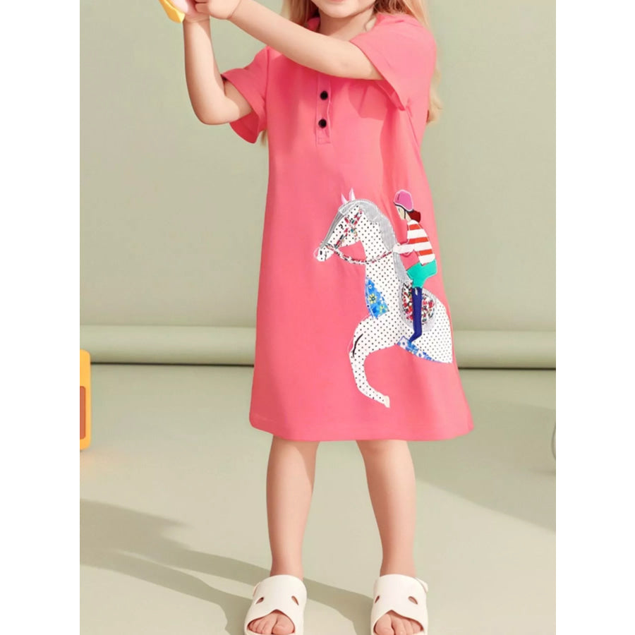 Children’s Equestrian Short Sleeve Polo Dress Hot Pink / 2T Apparel and Accessories