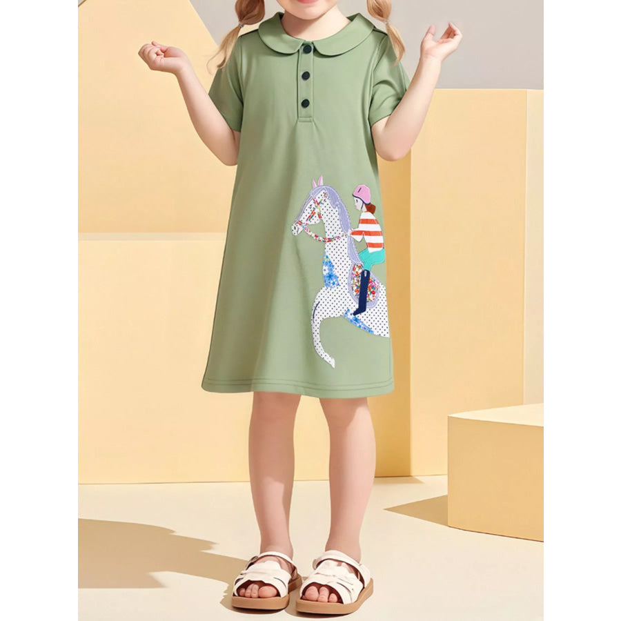 Children’s Equestrian Short Sleeve Polo Dress Light Green / 2T Apparel and Accessories