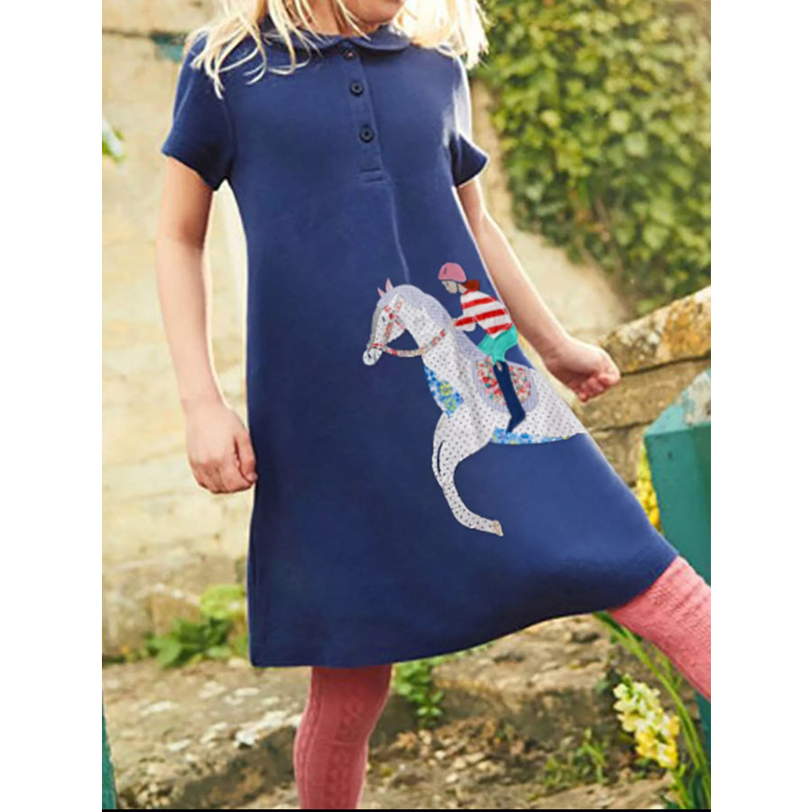 Children’s Equestrian Short Sleeve Polo Dress Navy / 2T Apparel and Accessories
