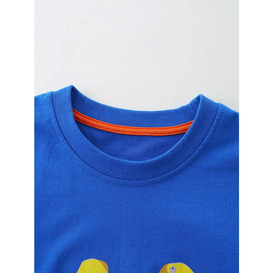 Children’s Excavator Graphic Round Neck T-Shirt Apparel and Accessories
