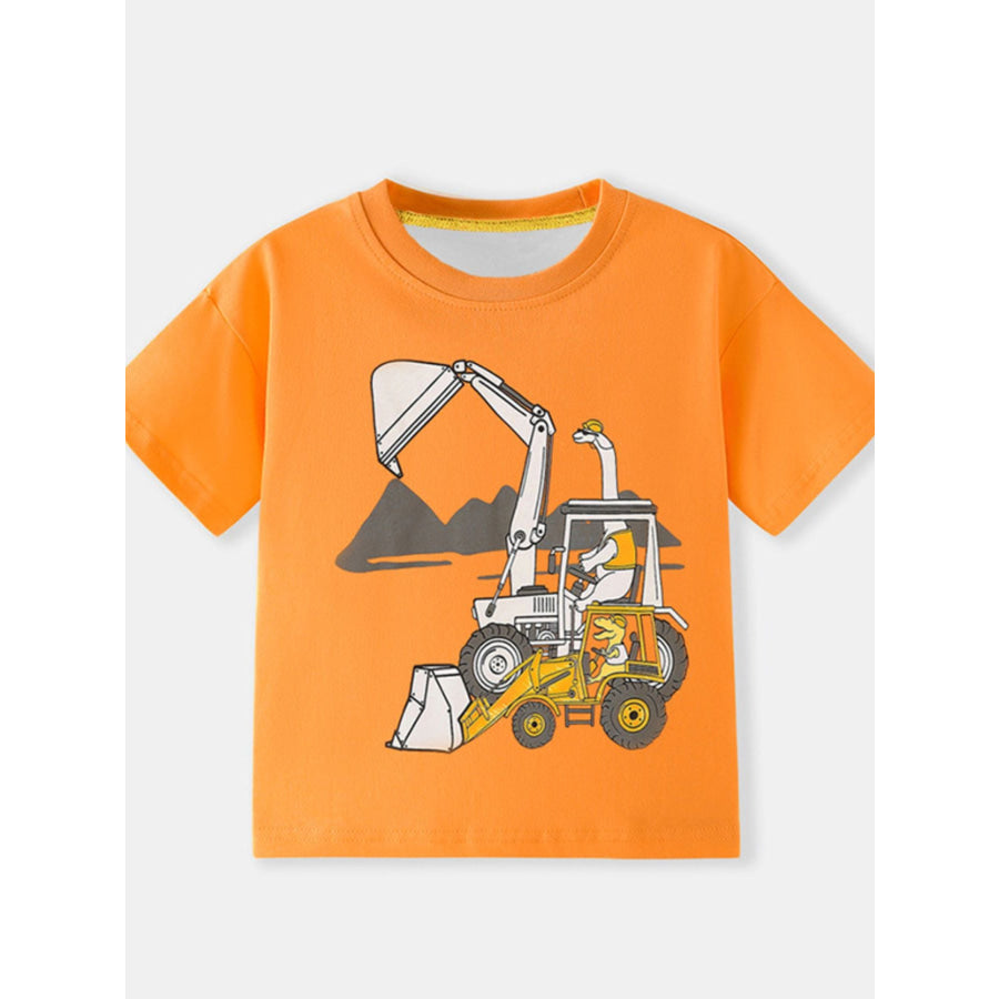 Children’s Excavator Graphic Short Sleeve T-Shirt Apparel and Accessories