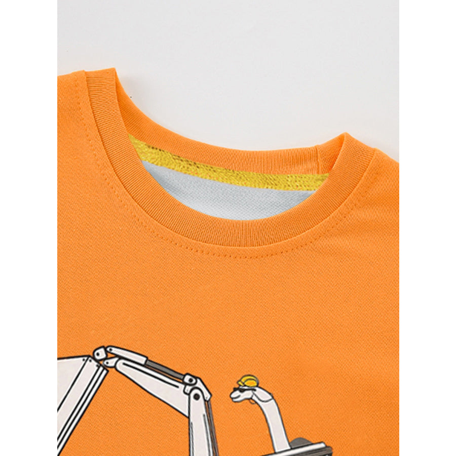 Children’s Excavator Graphic Short Sleeve T-Shirt Apparel and Accessories