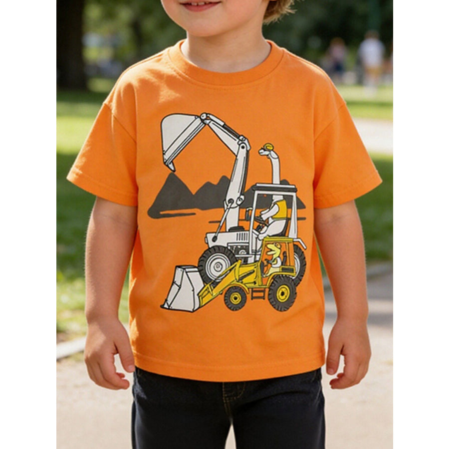 Children’s Excavator Graphic Short Sleeve T-Shirt Sherbet / 2-3Y Apparel and Accessories