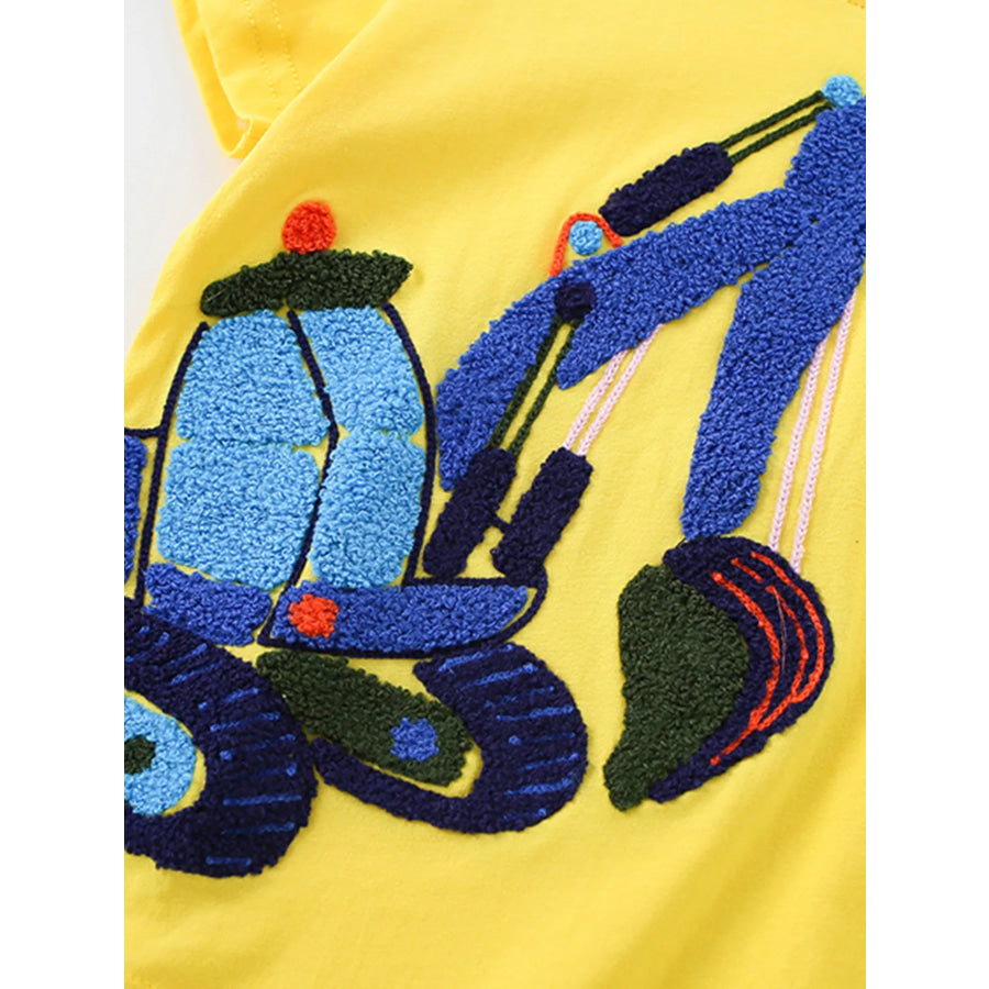 Children’s Excavator Patch Short Sleeve T-Shirt Apparel and Accessories