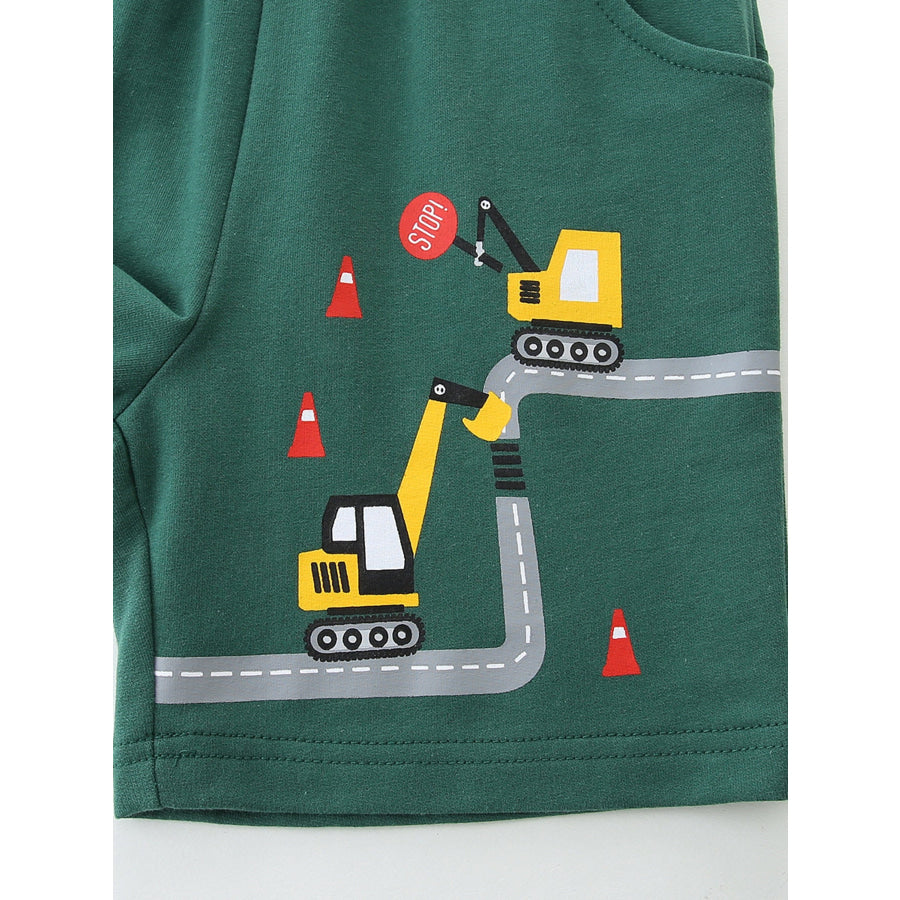 Children’s Excavator Print Drawstring Shorts Apparel and Accessories