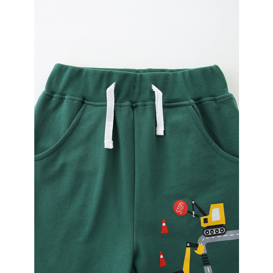 Children’s Excavator Print Drawstring Shorts Apparel and Accessories