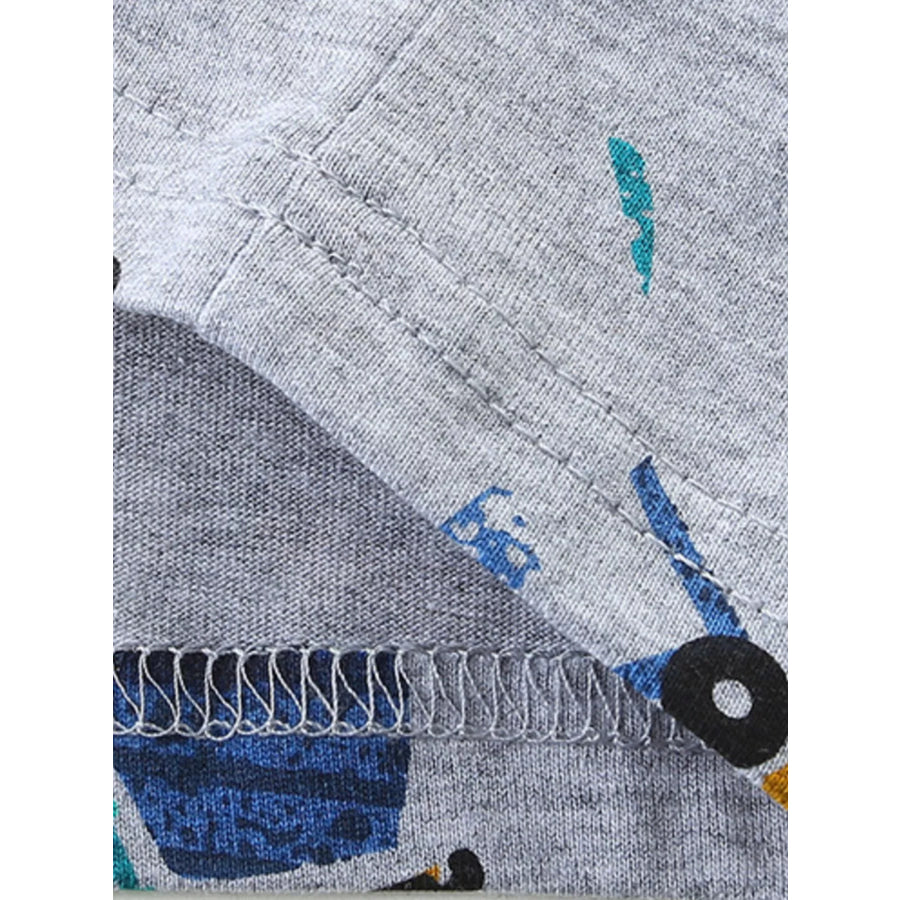 Children’s Excavator Print Round Neck T-Shirt Apparel and Accessories