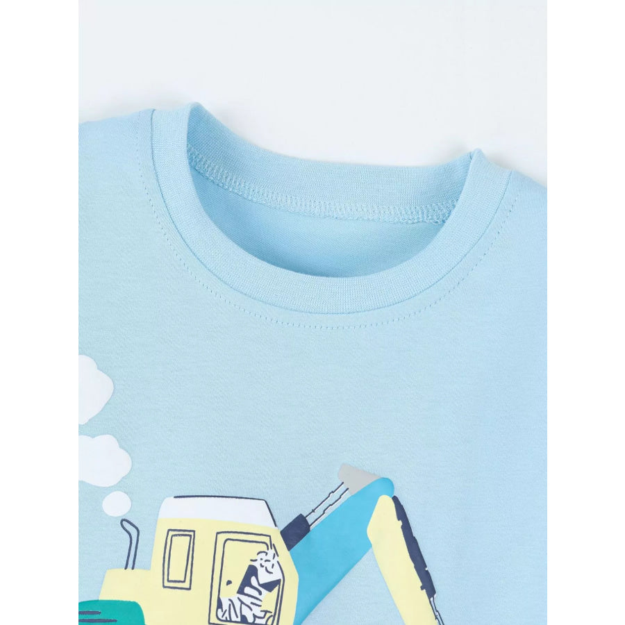 Children’s Excavator Print T-shirt and Shorts Set Apparel and Accessories