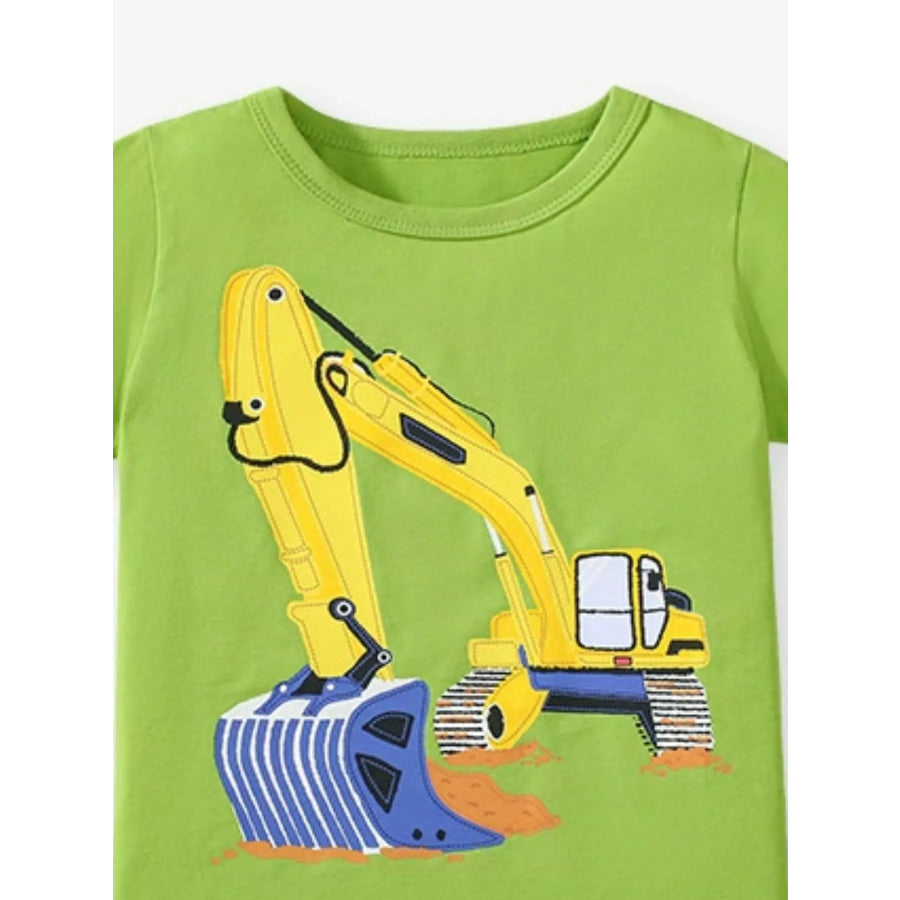 Children’s Excavator Short Sleeve T-Shirt Apparel and Accessories