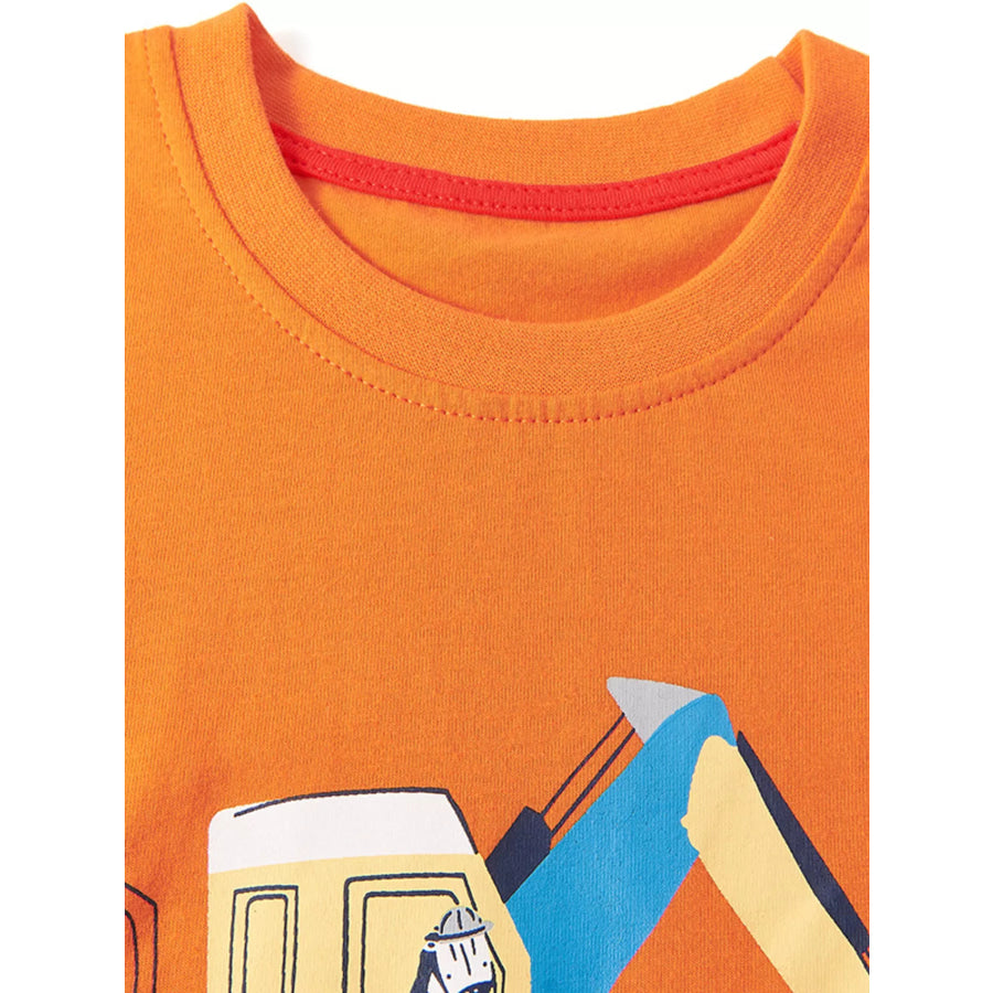 Children’s Excavator Short Sleeve Tee and Shorts Pajama Set Apparel and Accessories