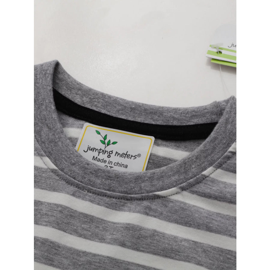 Children’s Excavator Striped Round Neck T-Shirt Apparel and Accessories