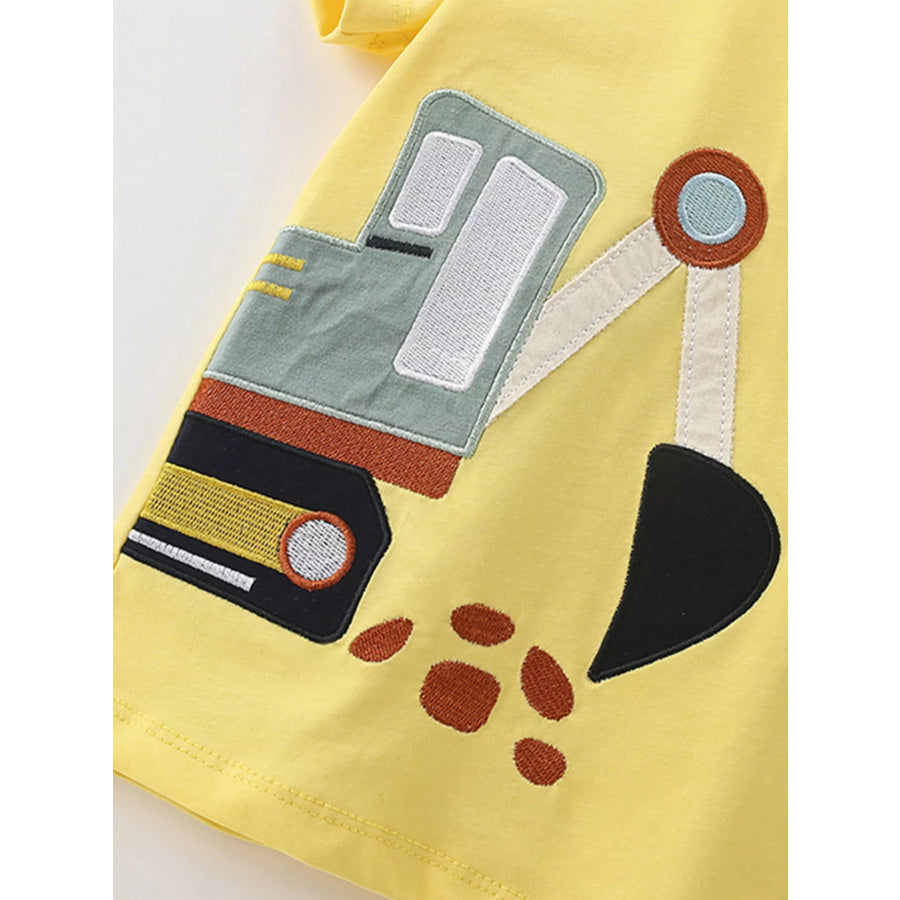 Children’s Excavator & Truck Embroidered Two-Piece Set Apparel and Accessories