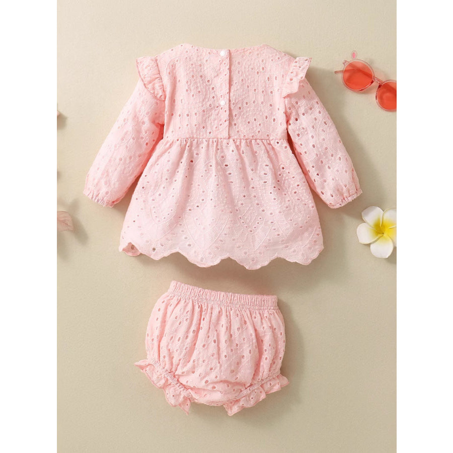 Children’s Eyelet Embroidered Ruffled Top and Shorts Set Apparel and Accessories