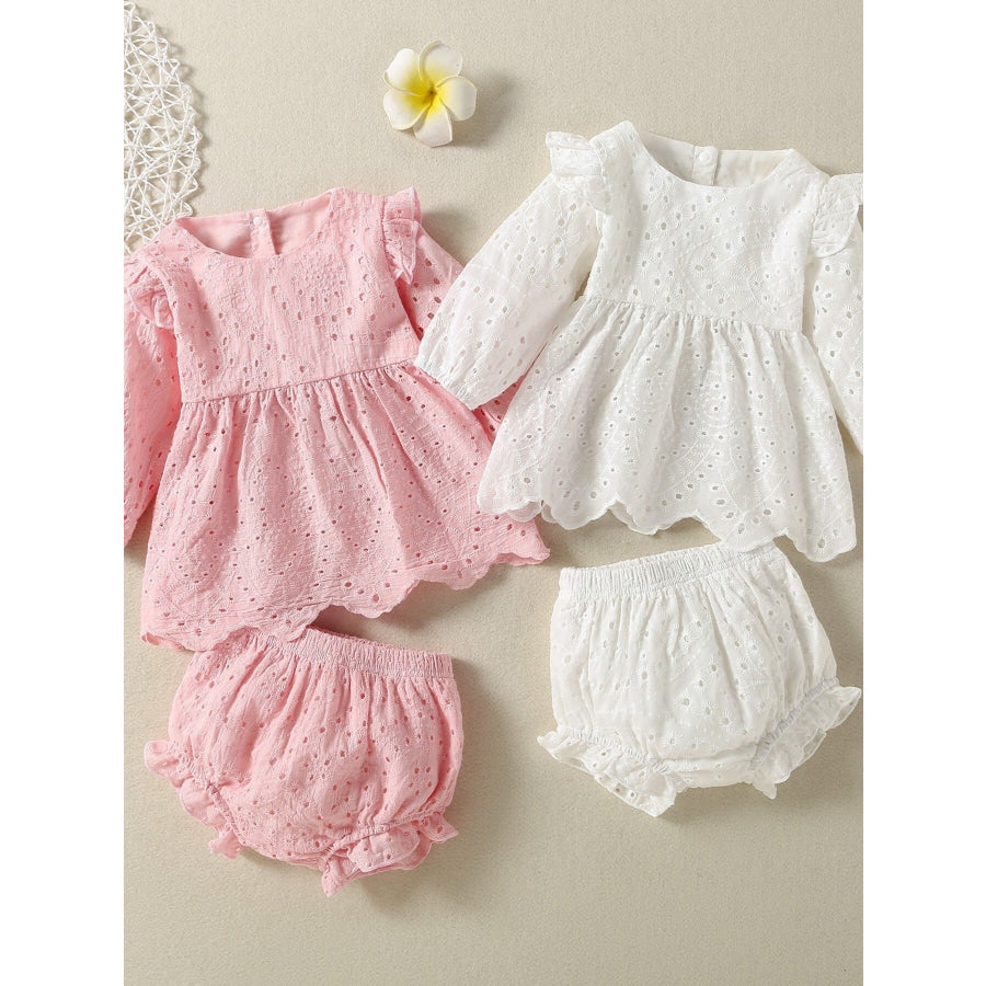 Children’s Eyelet Embroidered Ruffled Top and Shorts Set Apparel and Accessories
