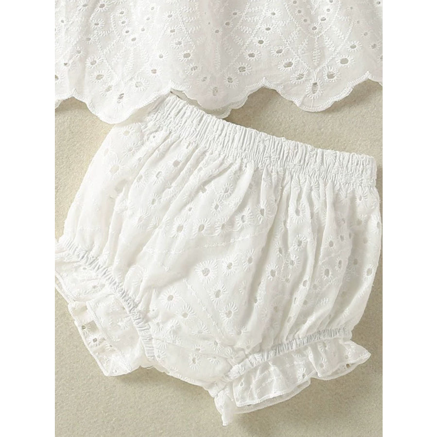 Children’s Eyelet Embroidered Ruffled Top and Shorts Set Apparel and Accessories