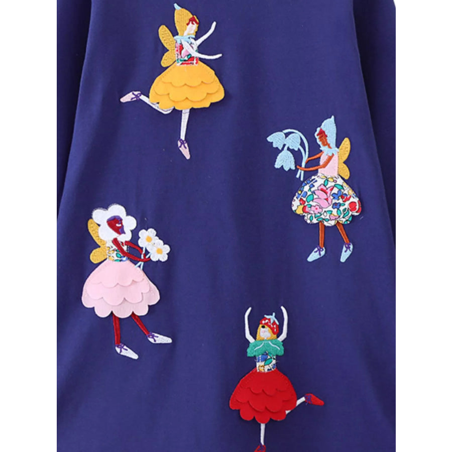 Children’s Fairy Applique Long Sleeve Casual Dress Apparel and Accessories