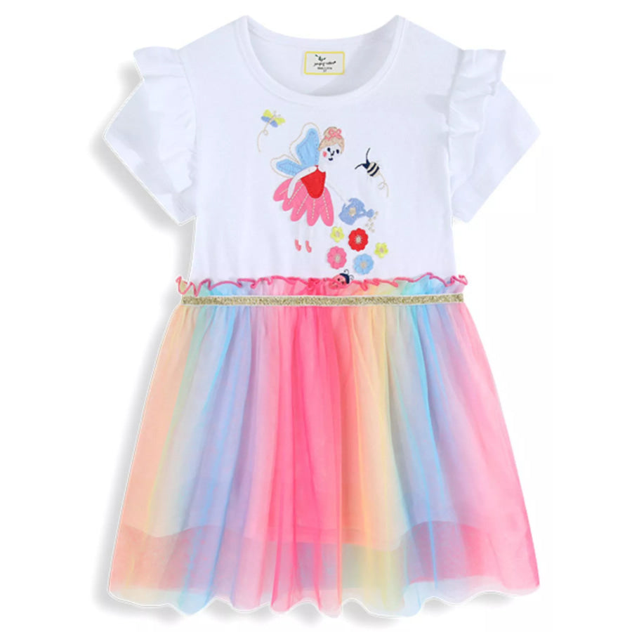Children’s Fairy Applique Rainbow Tulle Dress Apparel and Accessories