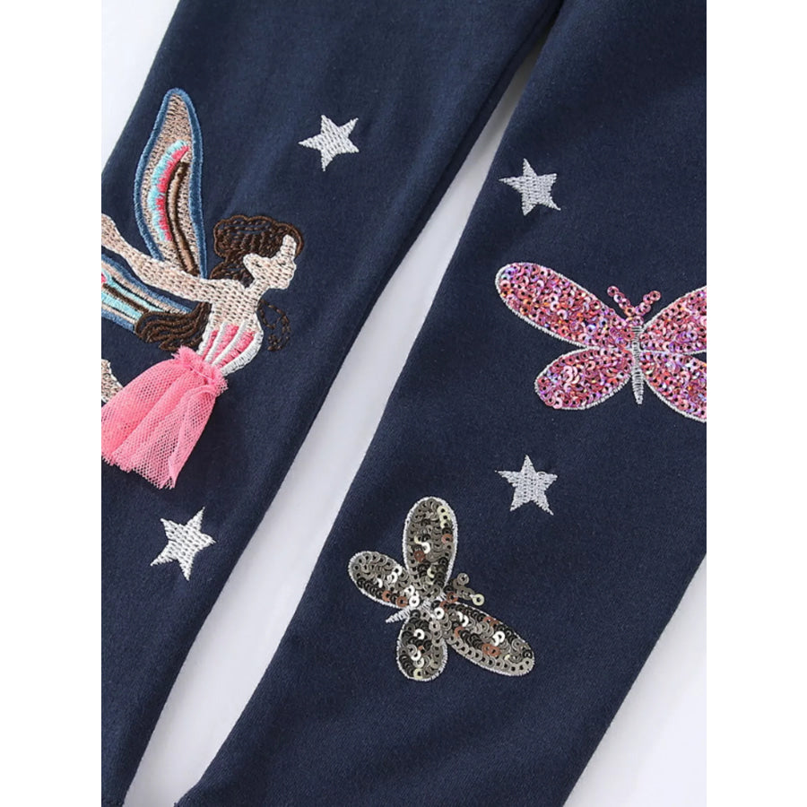 Children’s Fairy Embroidered & Sequin Butterfly Leggings Apparel and Accessories