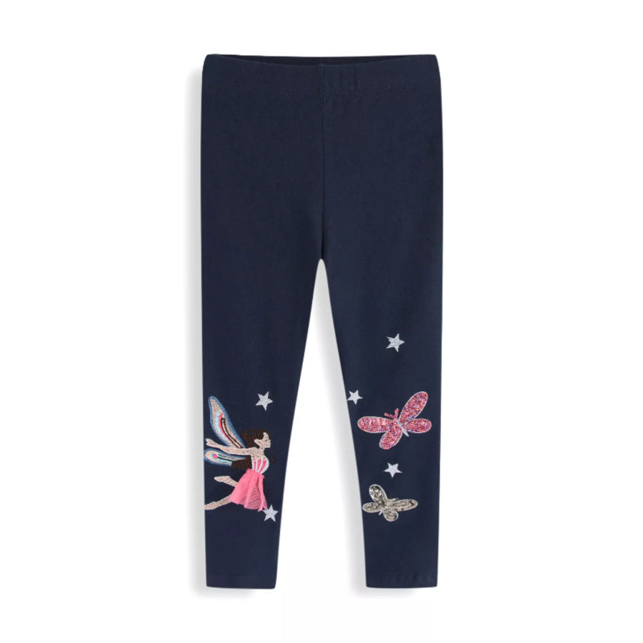 Children’s Fairy Embroidered & Sequin Butterfly Leggings Dark Navy / 2T Apparel and Accessories
