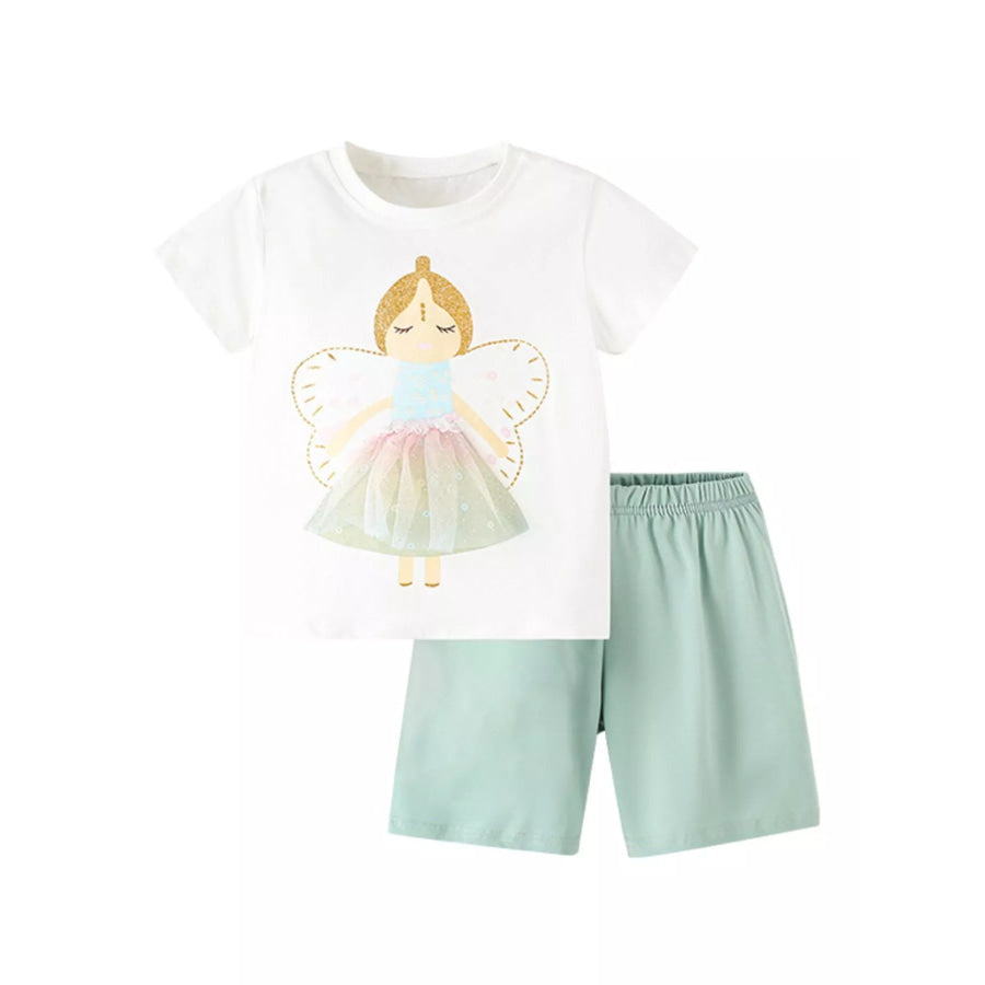 Children’s Fairy Graphic Tee & Shorts Set White / 3Y Apparel and Accessories