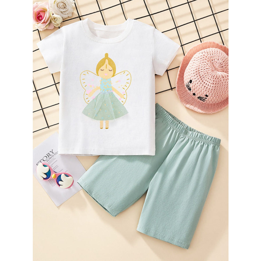 Children’s Fairy Graphic Tee & Shorts Set White / 3Y Apparel and Accessories