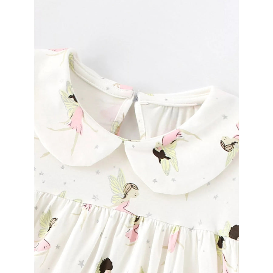 Children’s Fairy Print Peter Pan Collar Puff Sleeve Dress Apparel and Accessories