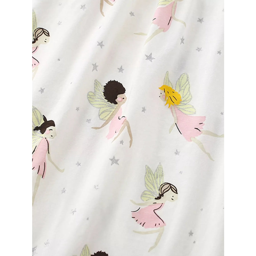 Children’s Fairy Print Peter Pan Collar Puff Sleeve Dress Apparel and Accessories