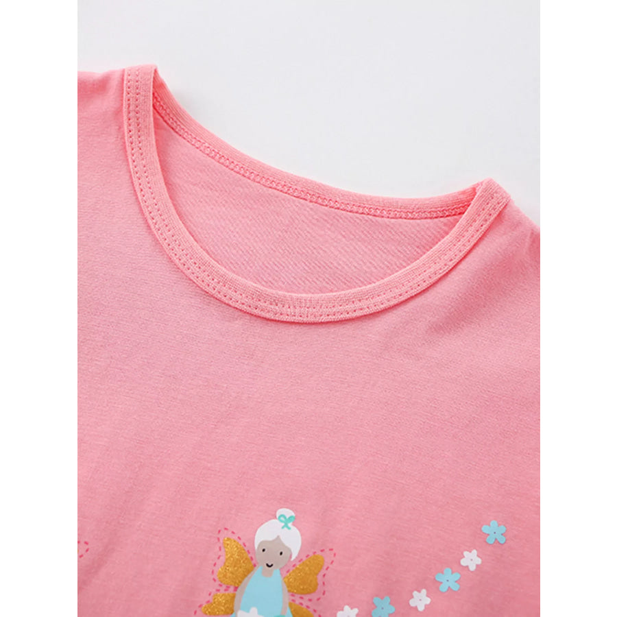 Children’s Fairy Print Round Neck T-Shirt Apparel and Accessories
