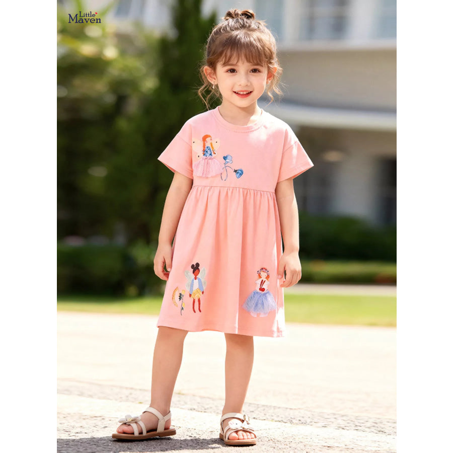 Children’s Fairy Short Sleeve Dress Watermelon pink / 2Y Apparel and Accessories