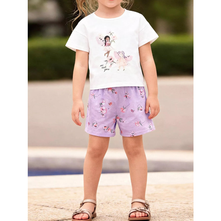 Children’s Fairy Top & Floral Shorts Set White / 2Y Apparel and Accessories