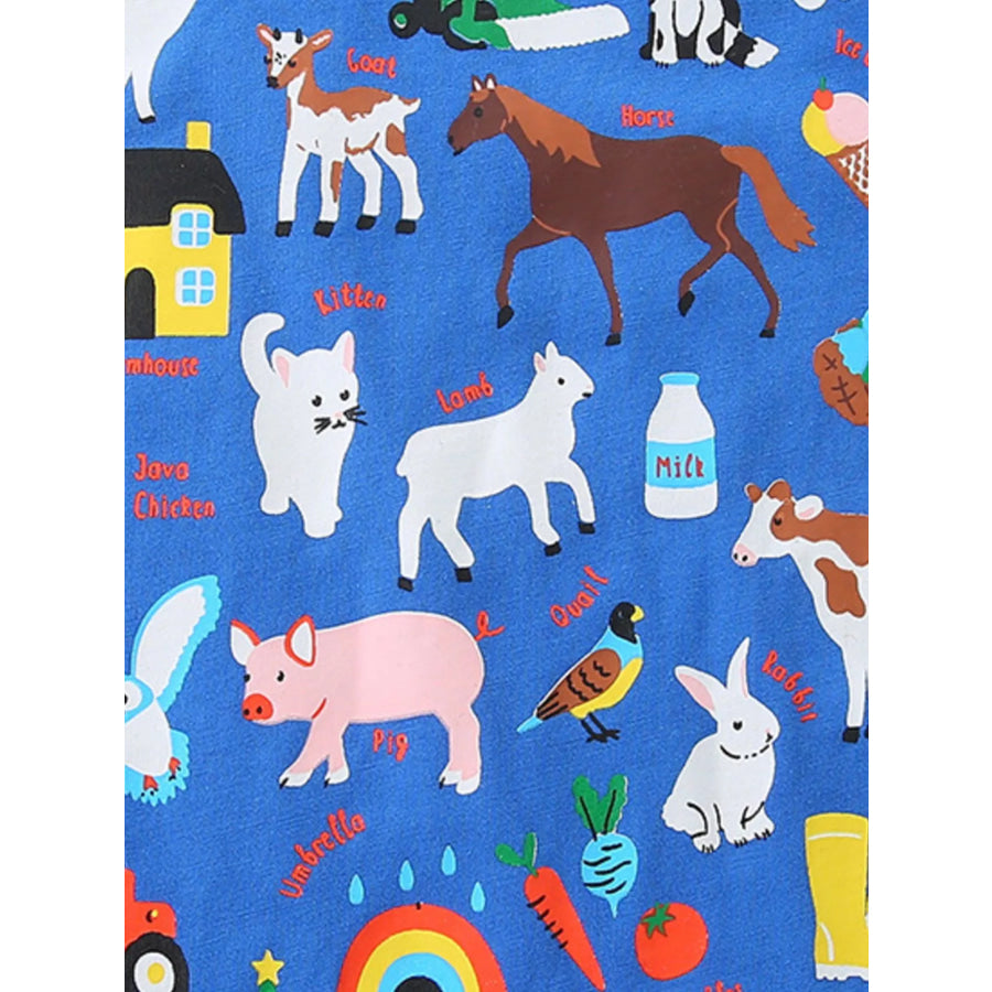 Children’s Farm Alphabet Print Crew Neck T-Shirt Apparel and Accessories